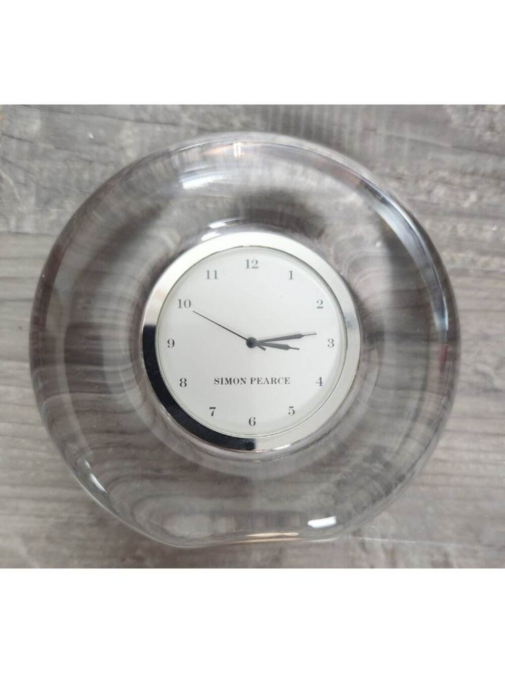 Simon Pearce Meriden Clock Silver Accent Flat Bottom